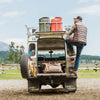 Outdoor Vest in Down Jacket on Land Rover