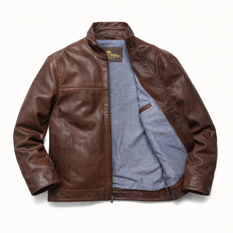 Light Weight Leather Brown Distressed Jacket 