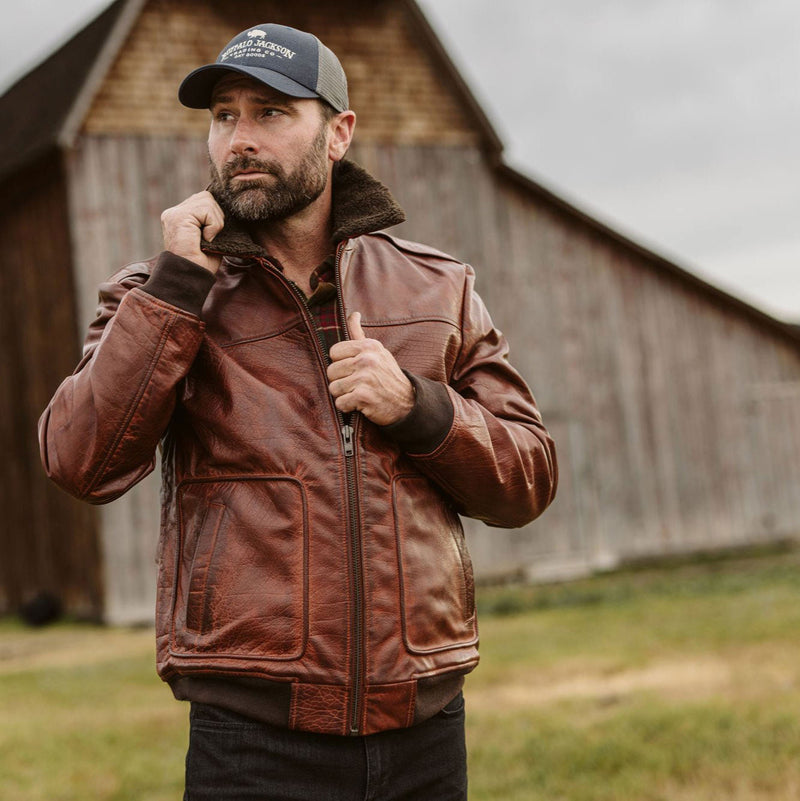 Maverick Bomber Jacket Buffalo Grain Leather Collection Buffalo Jackson