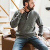 Quarter Button Wool Sweater | Charcoal Gray Fleck