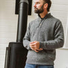 Quarter Button Wool Sweater | Charcoal Gray Fleck