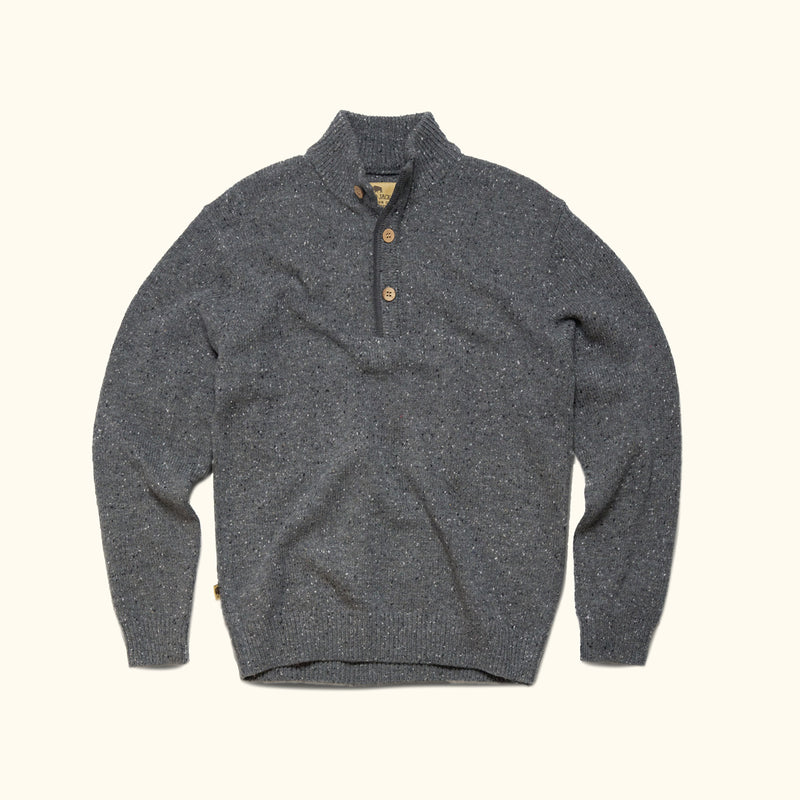 Mens 1/4 Button Sweater - Charcoal