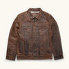 Front - Mens Vintage Denim Leather Jacket Brown
