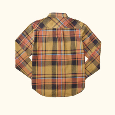 Back view of Fairbanks Flannel Shirt Canyon Timber Plaid showing durable yoke and full plaid pattern alignment