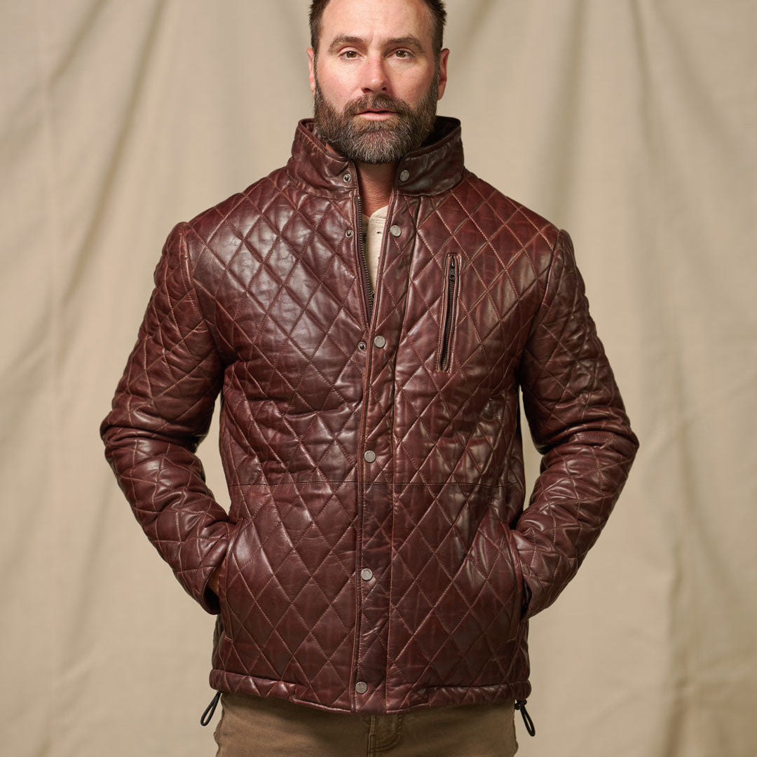 Highlands Quilted Leather Jacket | Mahogany Brown