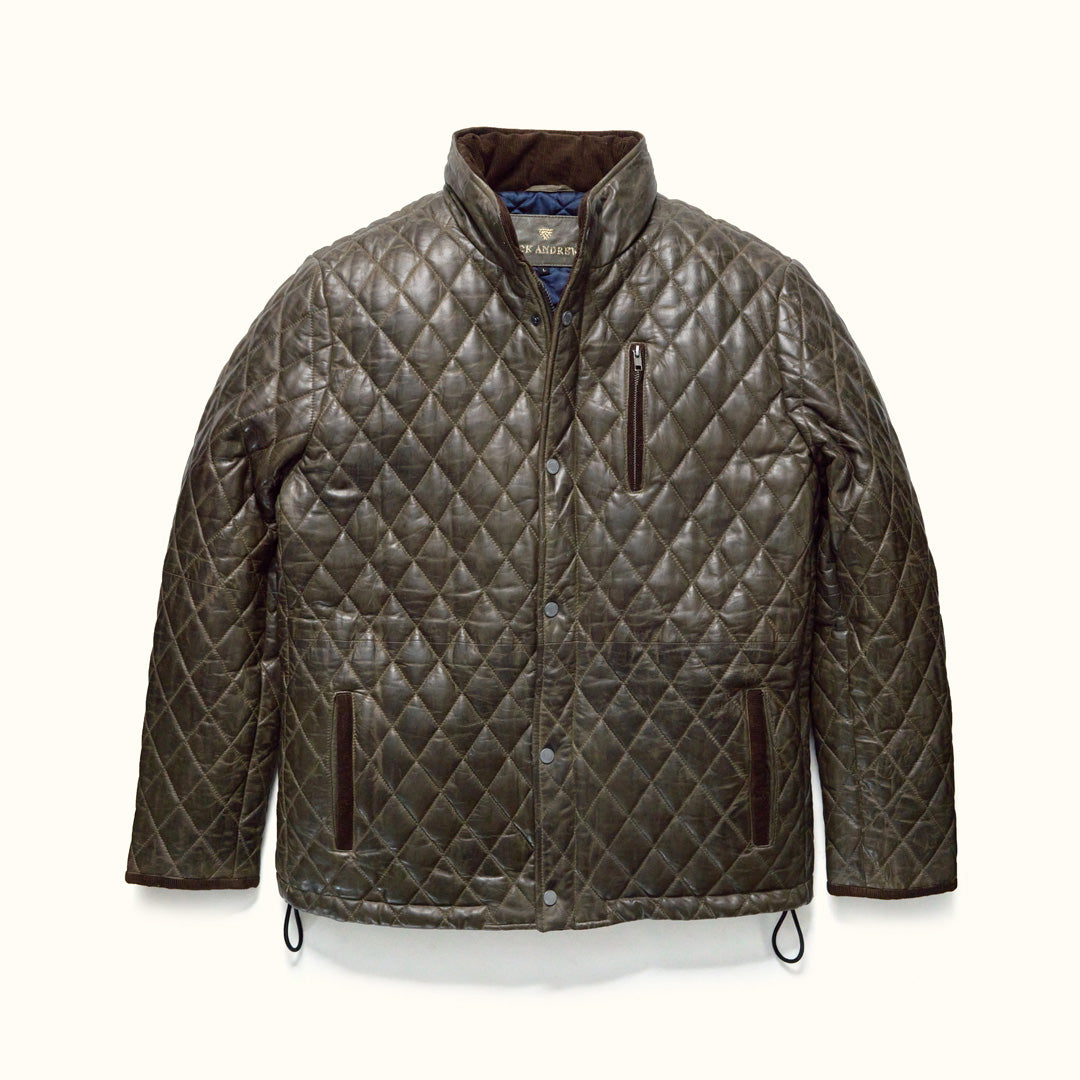 Olive green leather jacket mens best sale