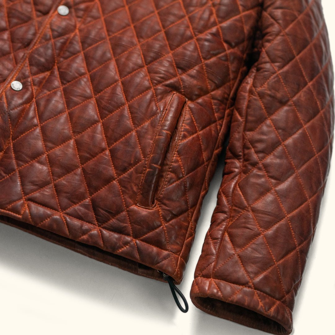 Highlands Quilted Leather Jacket in Whiskey Brown, view 8
