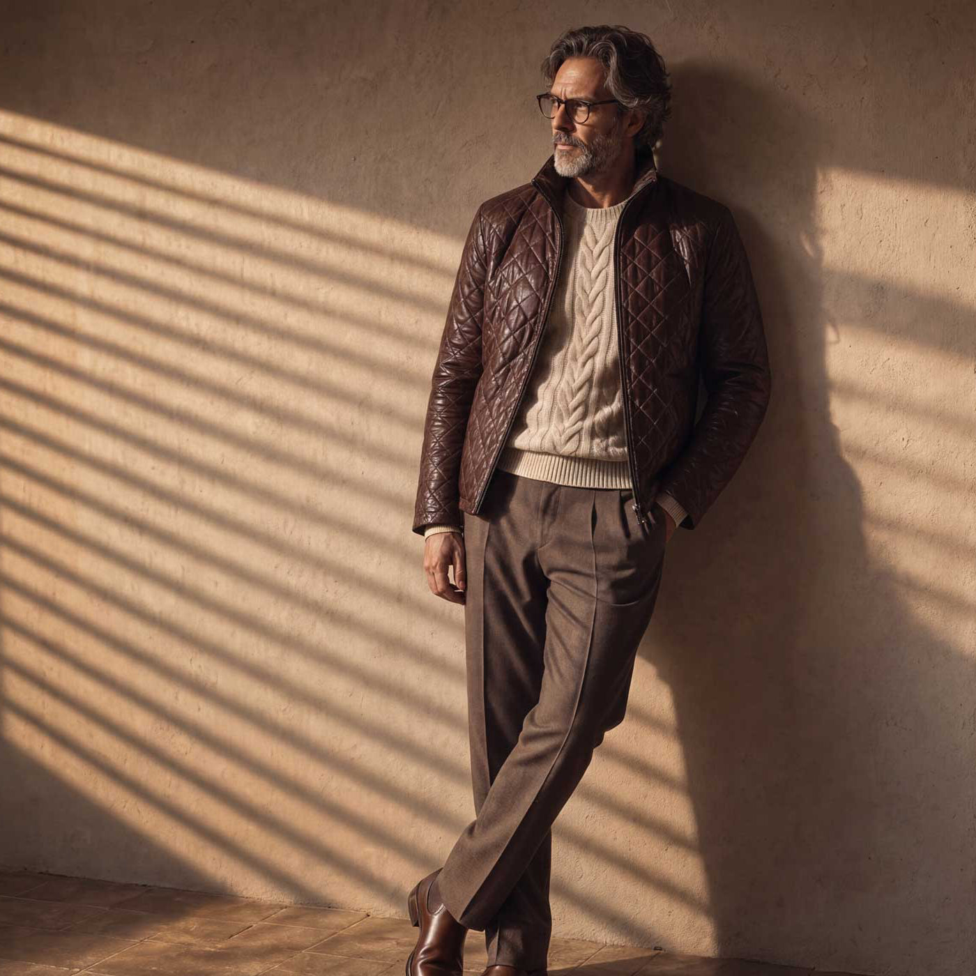 Highlands Quilted Leather Jacket | Mahogany Brown