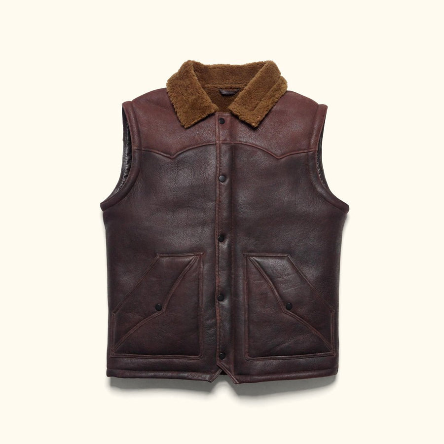 Jackson two-tone western shearling leather vest
