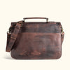 Luxurious dark oak leather briefcase with a rich finish and functional design, perfect for professional settings.