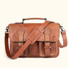 Front View - Leather Briefcase Bag Buckle Straps Vintage Hardware