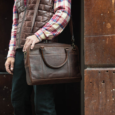 Leather Laptop Briefcase - Buffalo Grain