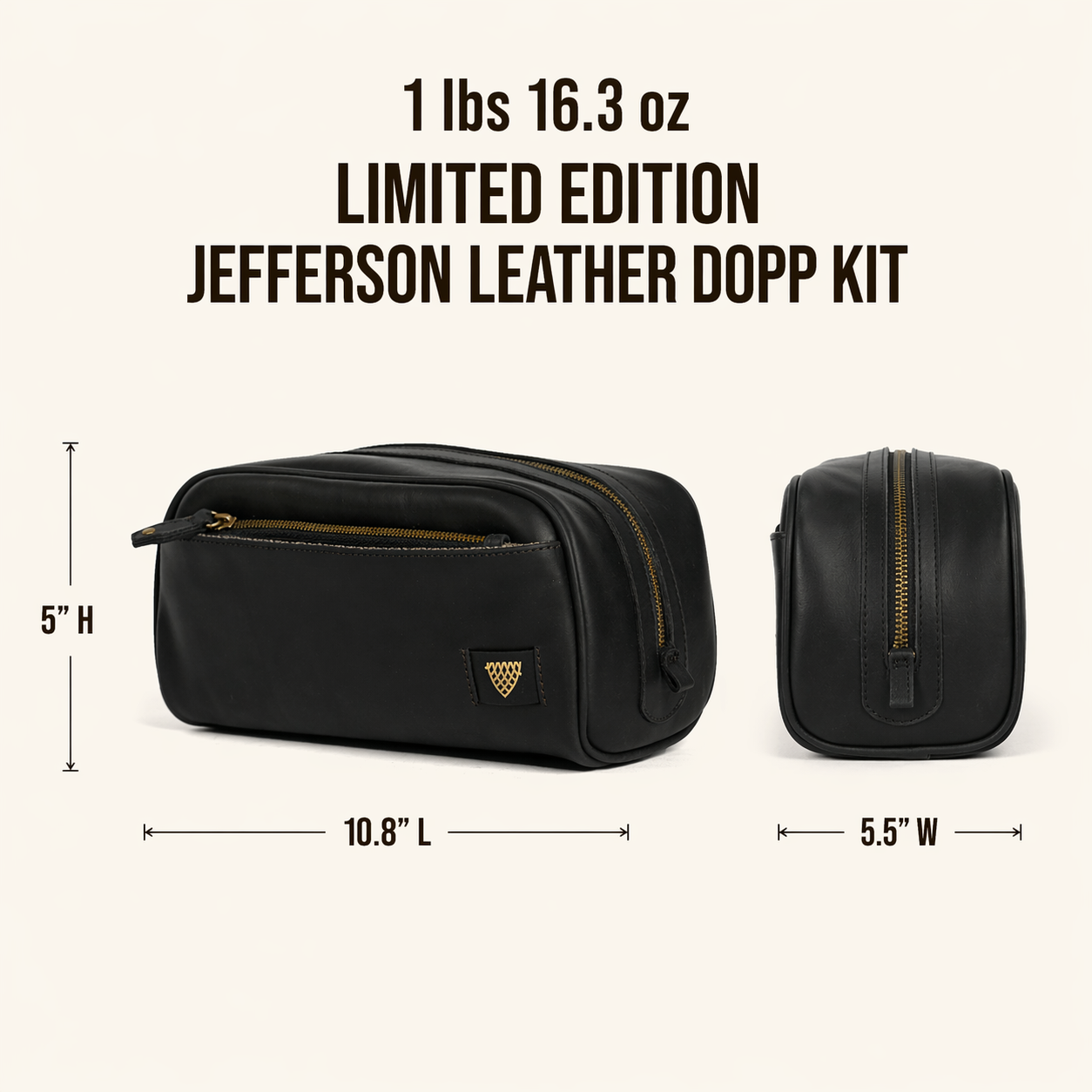 Limited Edition Jefferson Leather Dopp Kit | Black