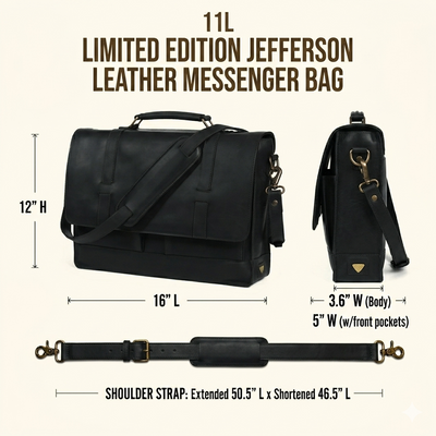 Limited Edition Jefferson Leather Messenger Bag | Black