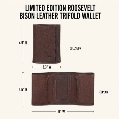Limited Edition Roosevelt Bison Leather Trifold Wallet | Buffalo Grain