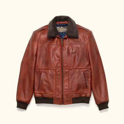 Limited Maverick Leather Bomber Jacket | Buffalo Grain Brown