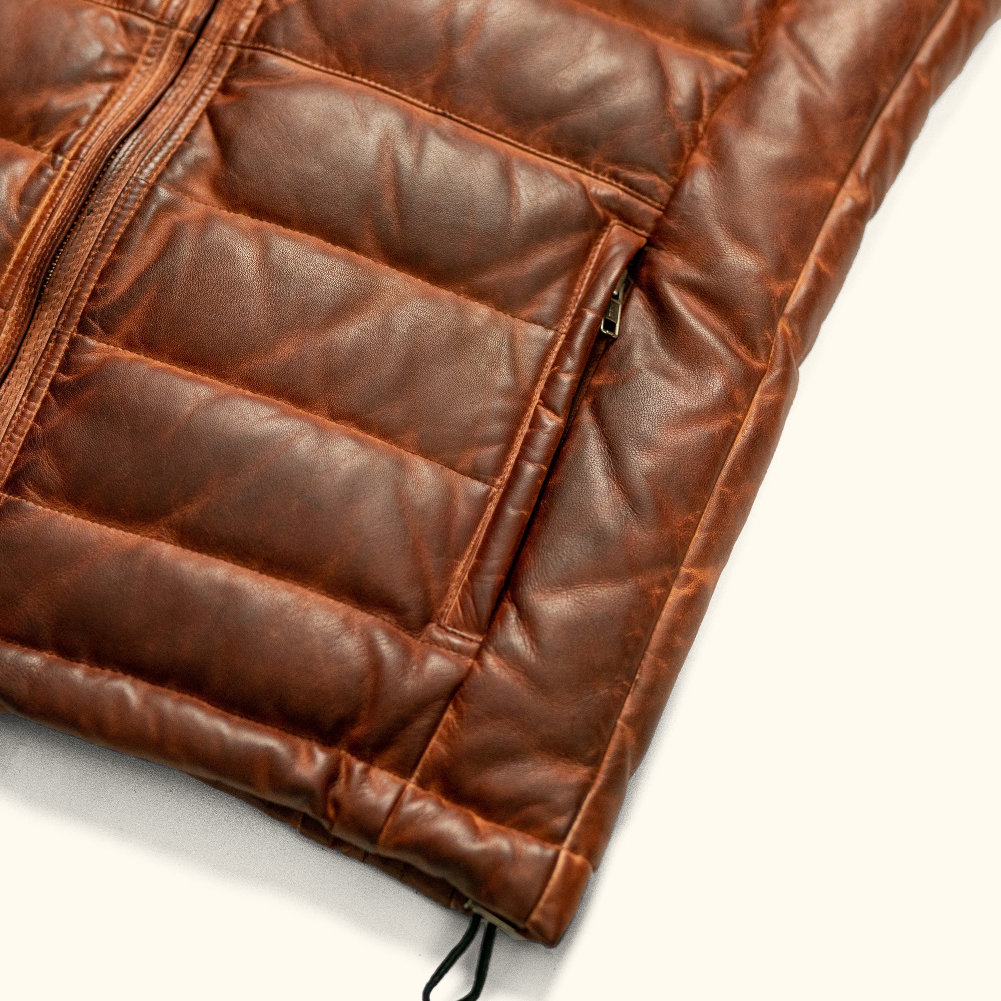 Brown Puffer Vest: 100% Leather & Down Feather
