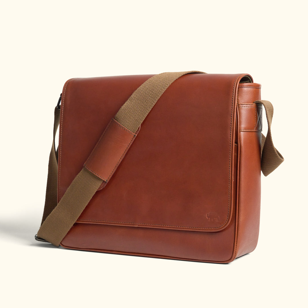 Men's Leather Satchel Messenger Bag | Buffalo Jackson