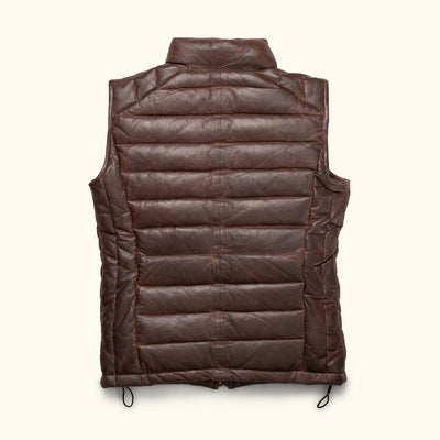 Back - Bridger Down Vest Brown Leather