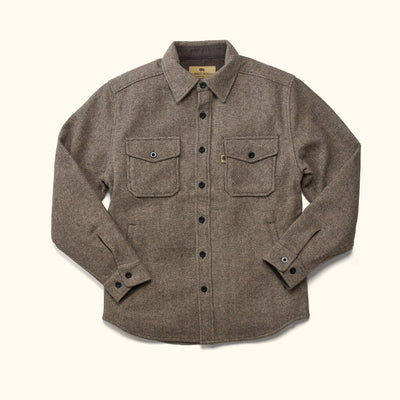 Riverton Wool Shirt Jac Charcoal Shadow Gray front view – heavyweight wool blend overshirt with full button placket