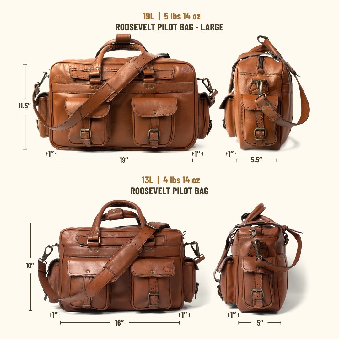 Roosevelt Buffalo Leather Pilot Bag - Large | Amber Brown