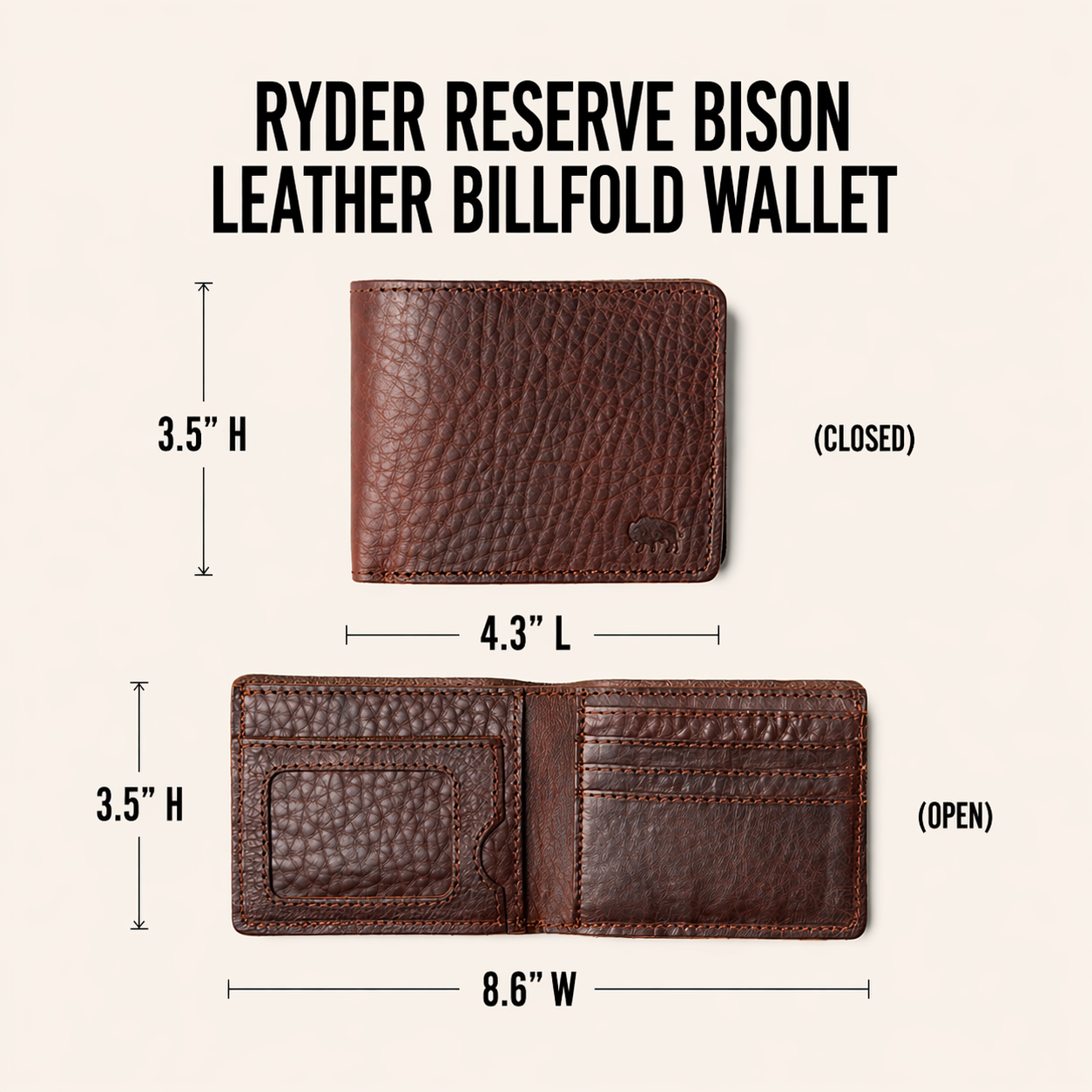 Ryder Reserve Bison Leather Billfold Wallet | Brown