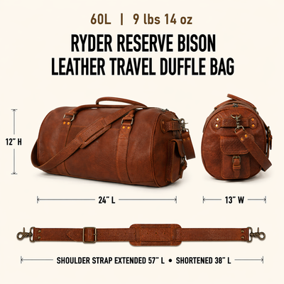 Ryder Reserve Bison Leather Travel Duffle Bag | Brown
