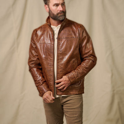 Sedona Leather Brown Jacket - Lightweight Vintage Washed