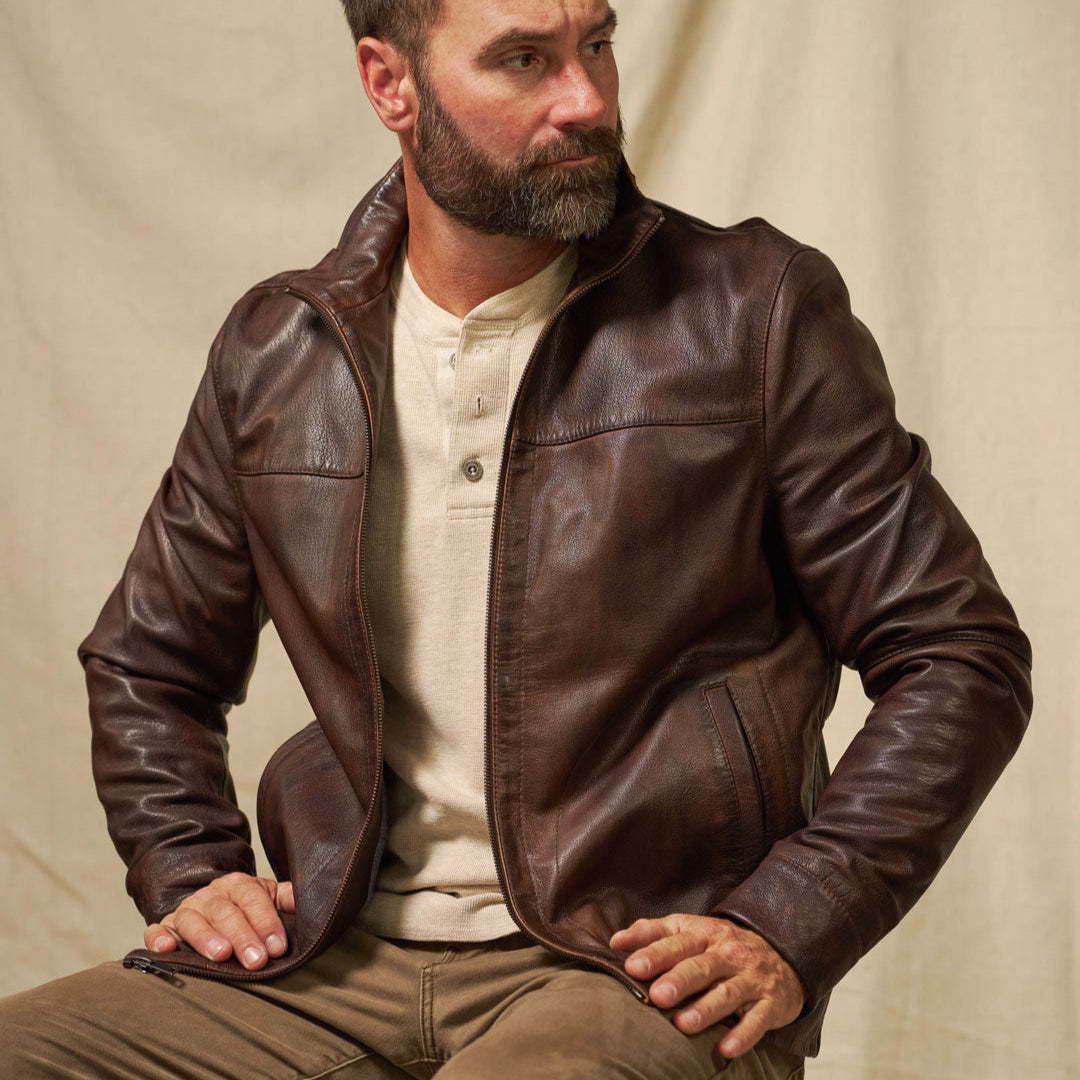 Men's Leather Flight Jacket (Brown) | Buffalo Jackson Men's Leather Flight Jacket (Brown) | Buffalo Jackson