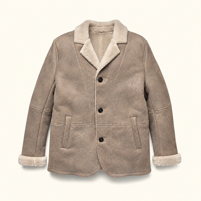 Big Sky Shearling Leather Blazer | Gray Sand