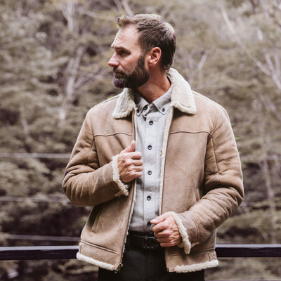 Wool Shearling Tan Bomber Jacket