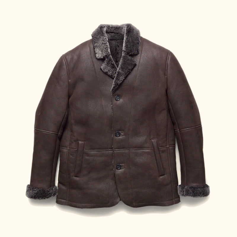 Espresso Leather & Shearling Jacket (L)