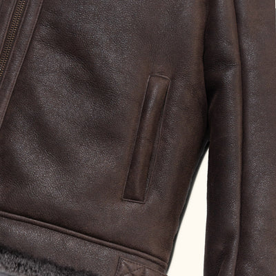 Shearling Leather Bomber Jacket | Espresso Brown