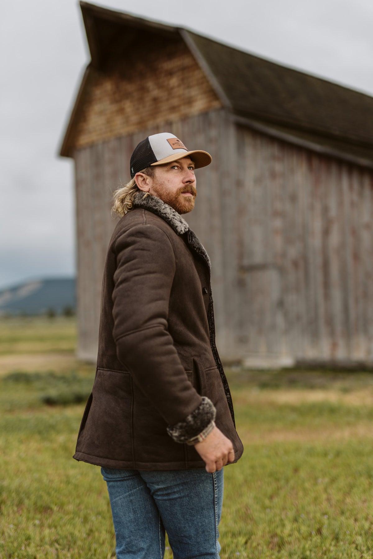Big Sky Shearling Leather Blazer in Espresso Brown, view 9