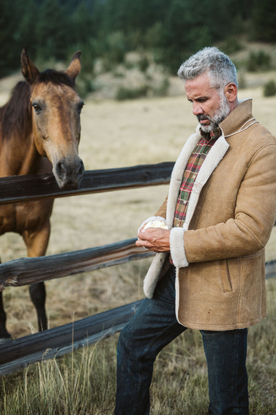 Big Sky Shearling Leather Blazer | Sandstone Brown