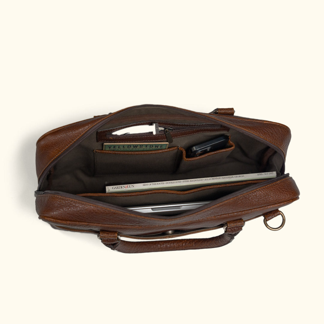 Interior Pockets - Leather Mens Briefcase
