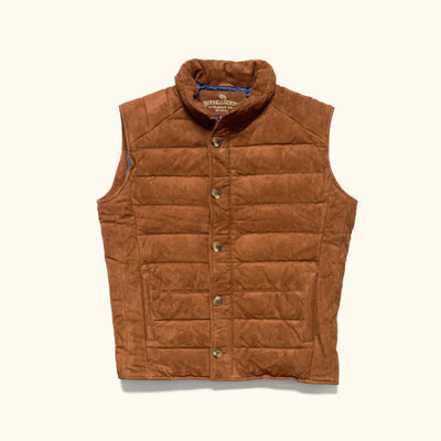 Jackson Suede Leather Down Vest | Caramel