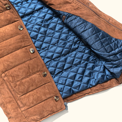 Jackson Suede Leather Down Vest | Carmel