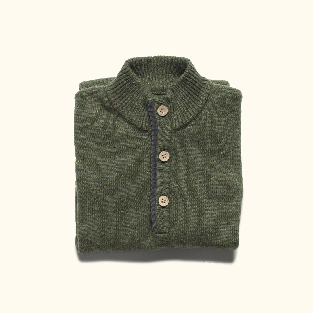 Buffalo Jackson Trading Co. Quarter Button Wool Sweater | Gray Fleck - XL