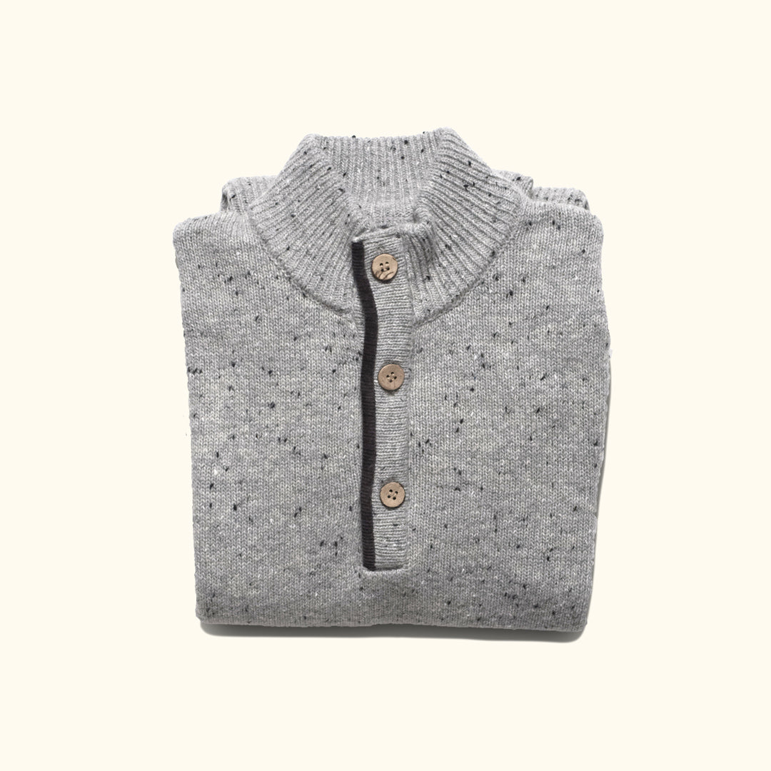 Ethnic Quarter Button Sweater - 90881