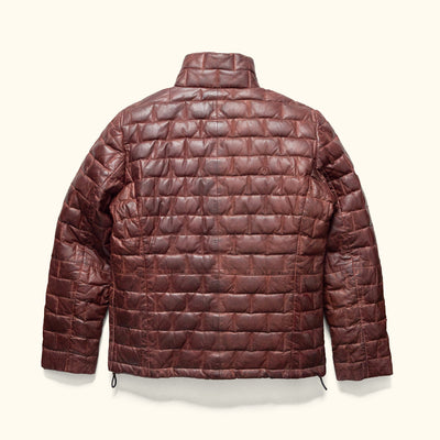 Teton Leather Light Down Jacket | Mahogany Brown