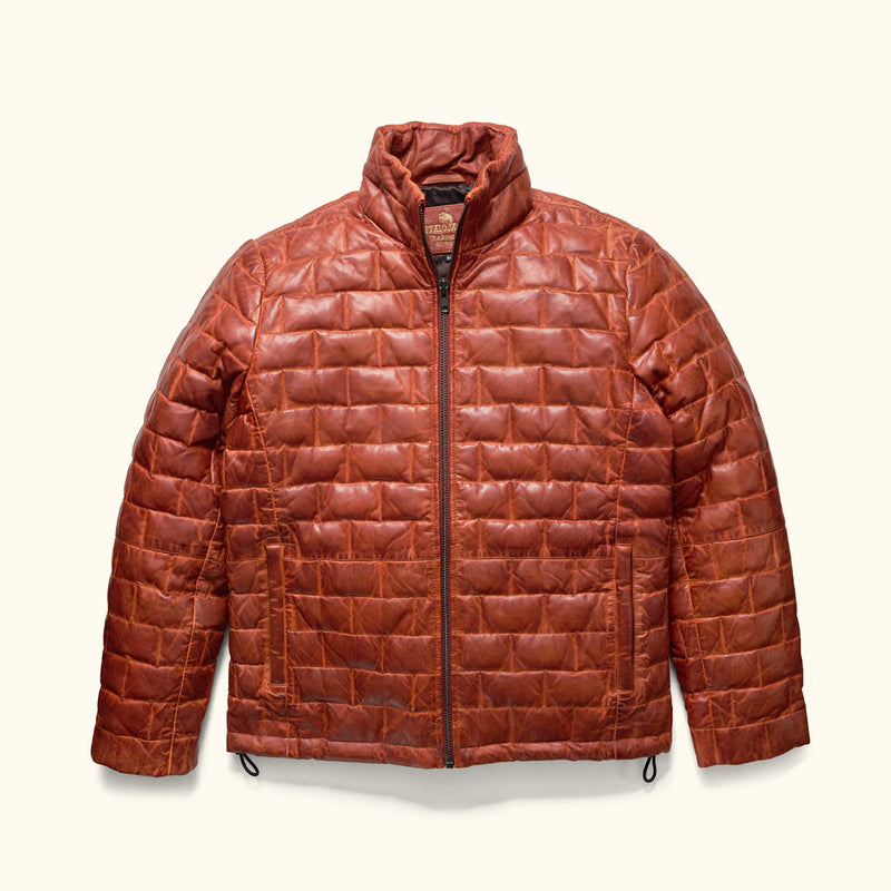 Teton Leather Light Down Jacket | Whiskey Brown