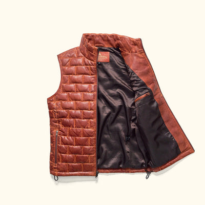 Leather Lightweight Down Vest - Full Grain Leather