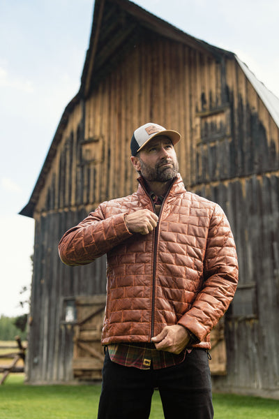 Teton Leather Light Down Jacket | Whiskey Brown