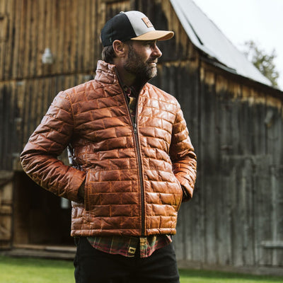 Teton Leather Light Down Jacket | Whiskey Brown