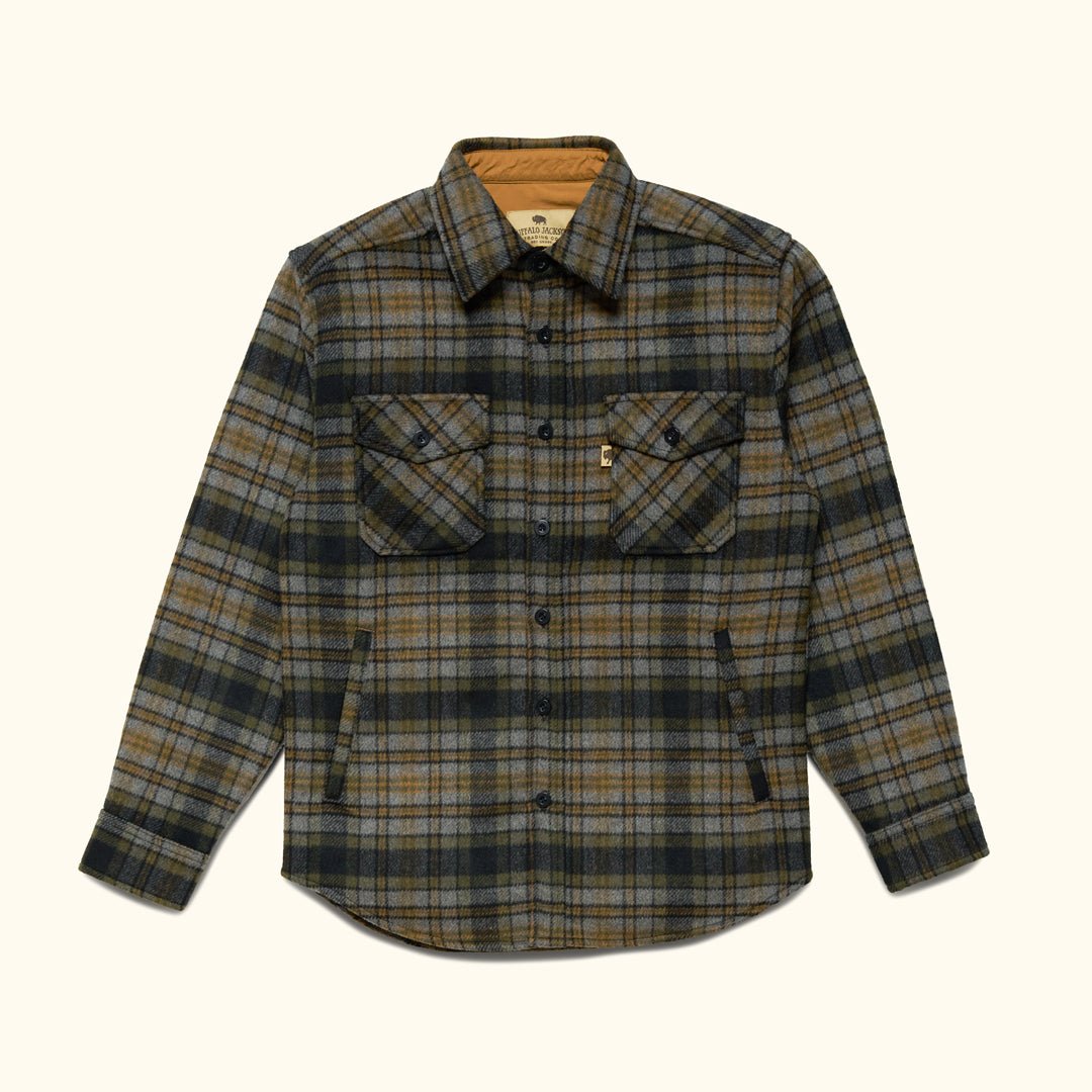 Timber Pattern Shirts Mens Wool Shirt Jacket | Buffalo Jackson | Timber Moss Plaid