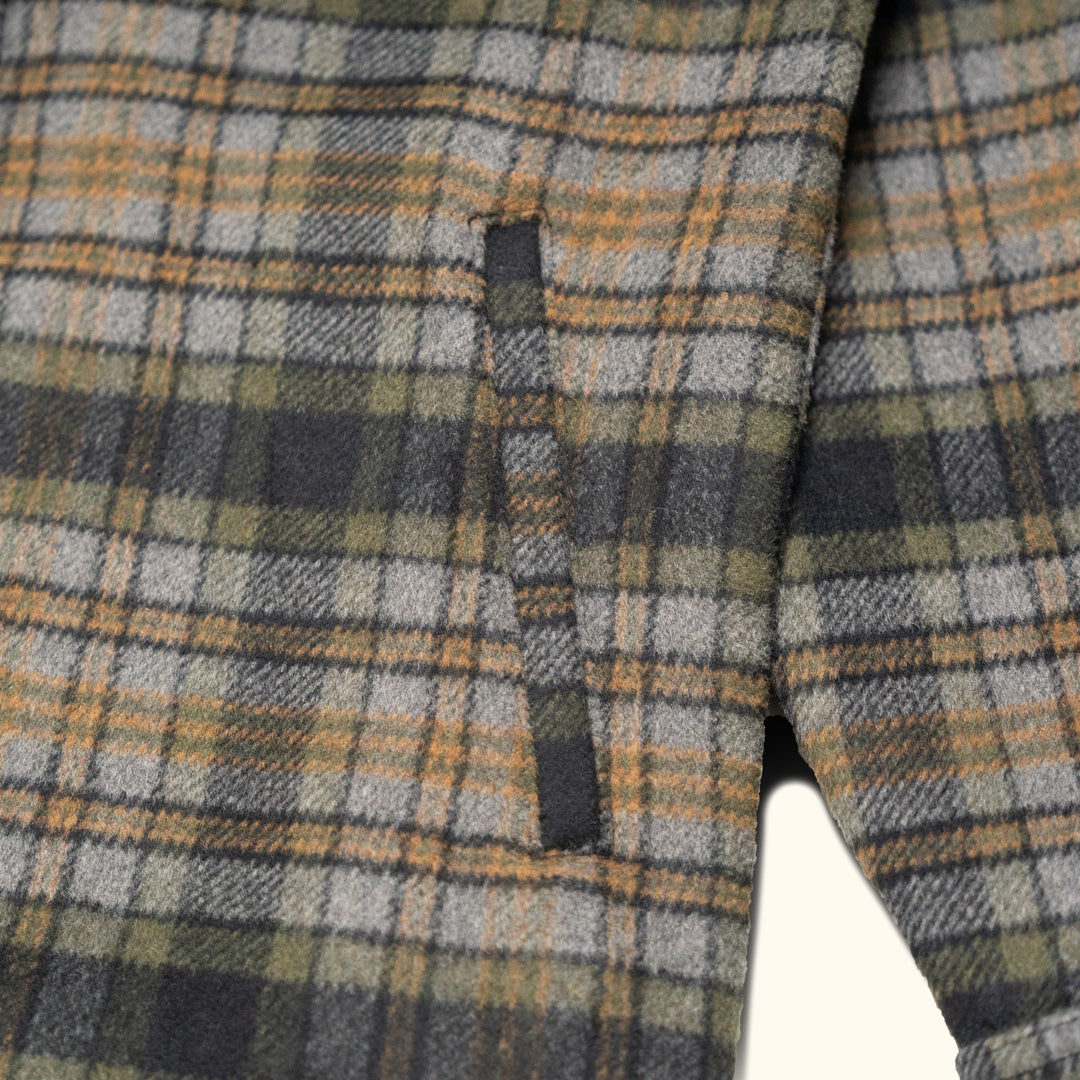 Moss Plaid Hybrid Cape Coat