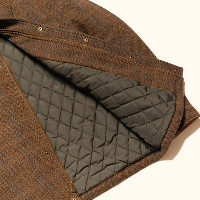 Aberdeen Wool Jacket in Dunbar Thicket, opened to show the quilted lining