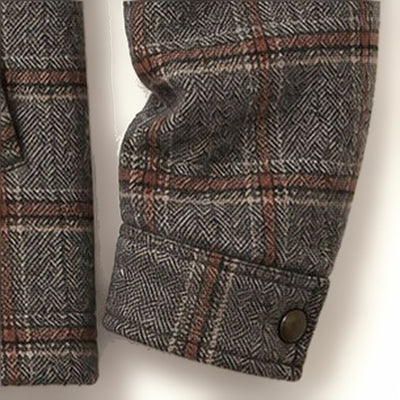 Aberdeen Wool Jacket in Grey Briar: cuff and snap detail