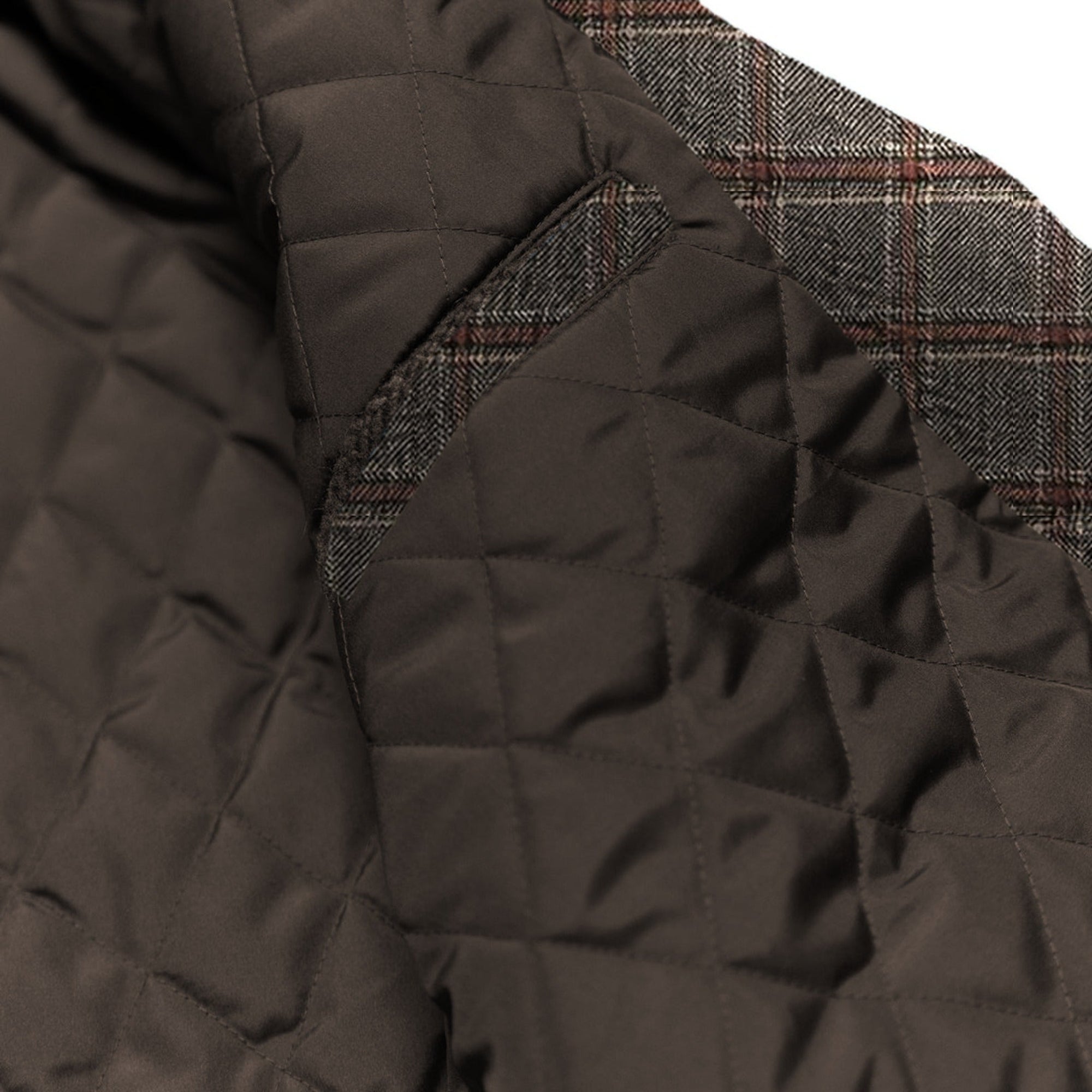 Aberdeen Wool Jacket in Grey Briar: inner pocket and quilted lining